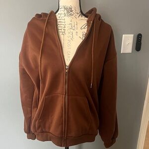 Medium Brown Zip-Up Hoodie